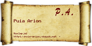 Puia Arion névjegykártya